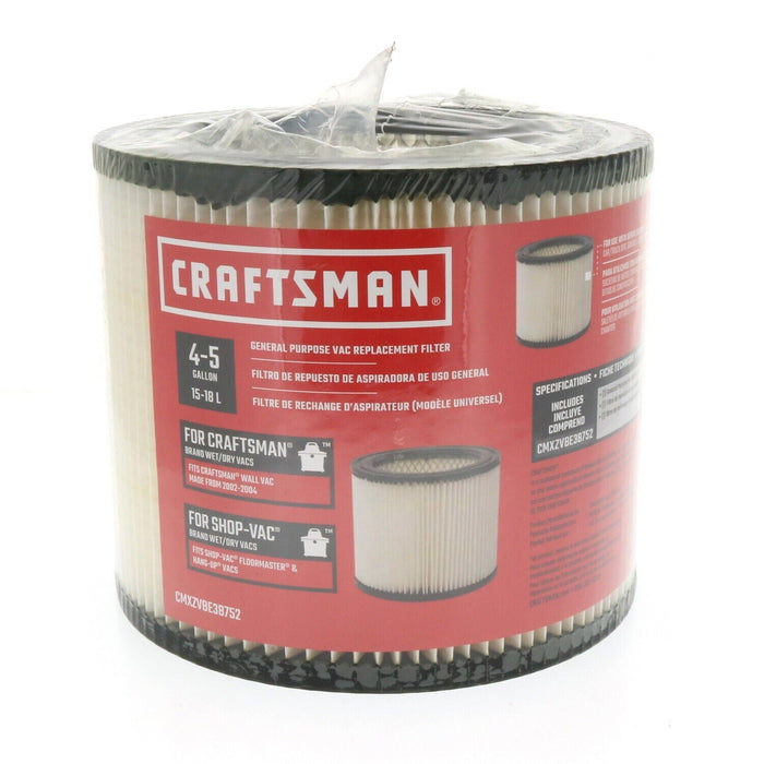 Craftsman #CMXZVBE38752 General Purpose Vac Replacement Filter 4-5 Gallon Shop Vac