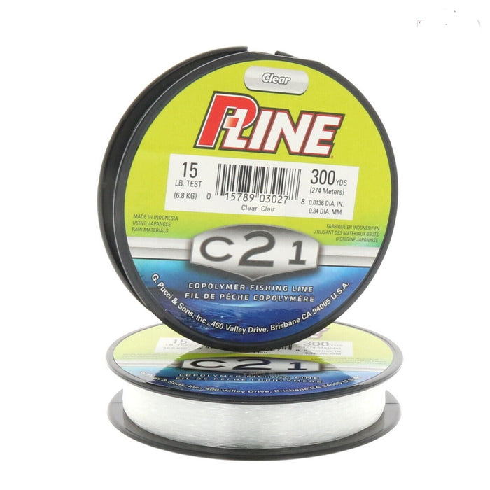 P-Line #C21F-15 Fishing Line 15lb Test 300 Yards Clear ~ 2-Spools