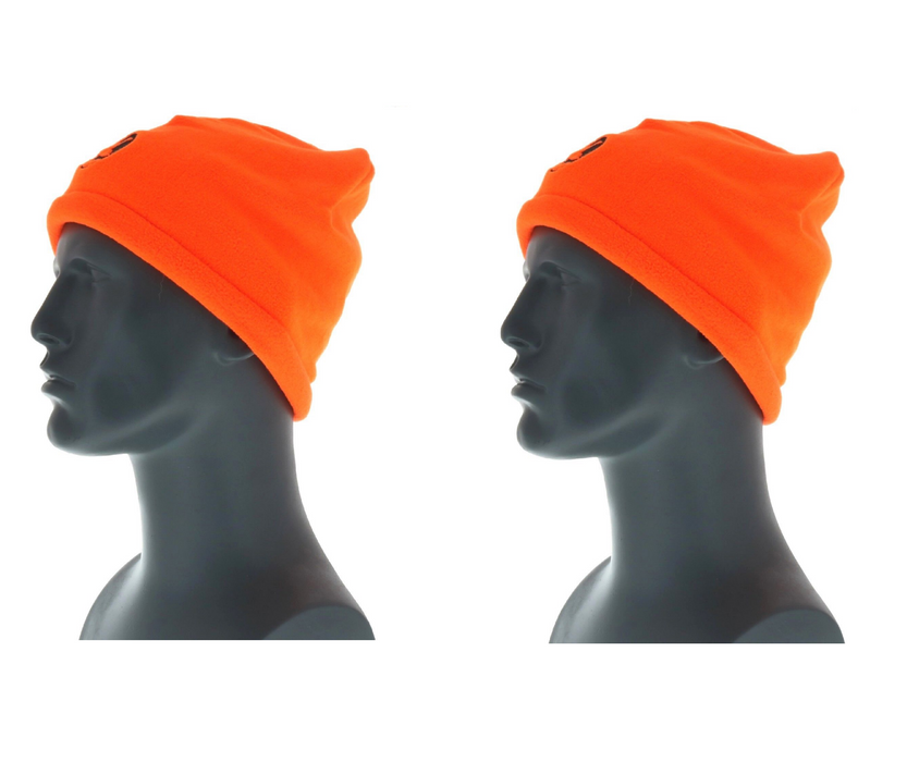 Gander Mountain #40-234-IO-G Fleece Beanie Hat Cap Warm Hunting Safety Blaze Orange ~ 2-Pack