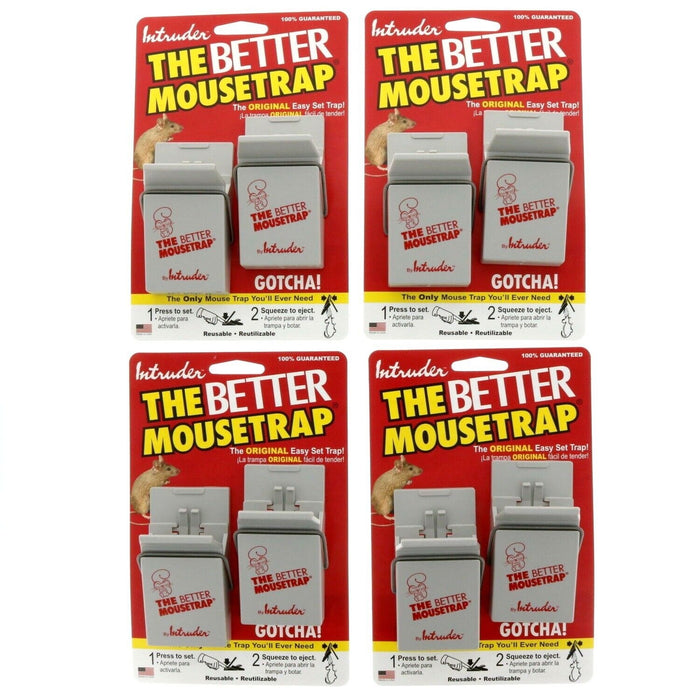Intruder The Better Mouse Trap No Touch Design ~ 4-Pack ~ 8 Traps Total