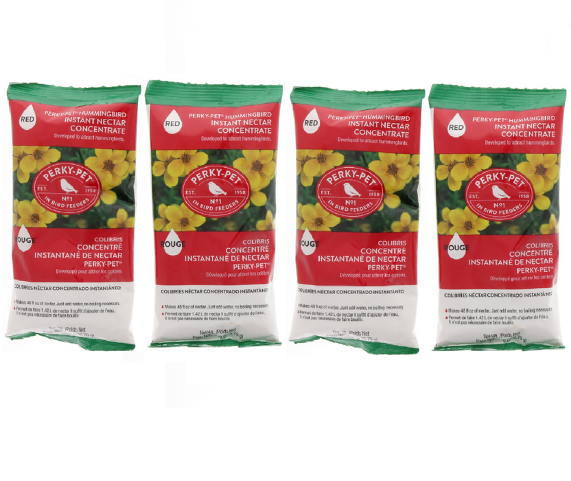 Perky Pet #55002 Hummingbird Instant Red Nectar Food Concentrate ~ 4-Pack ~ 32 oz. Total