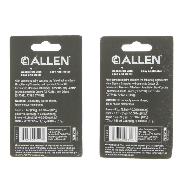 Allen #6113   Allen 3 Color Camo Face Paint Stick ~ 2-Paint Sticks