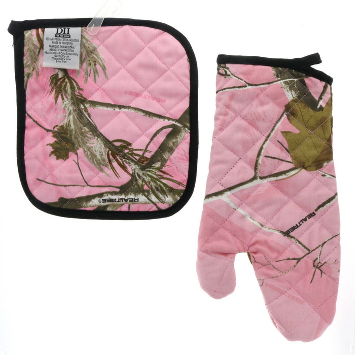 Dii RealTree APC 2pc Pink Camo Oven Mitt & Pot Holder Set