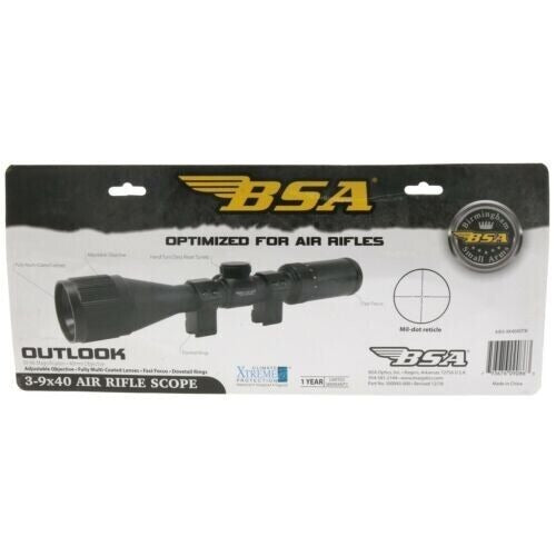 BSA #AIR3-9X40AOTB Optics Outlook 3-9X40 Black Air Rifle Scope