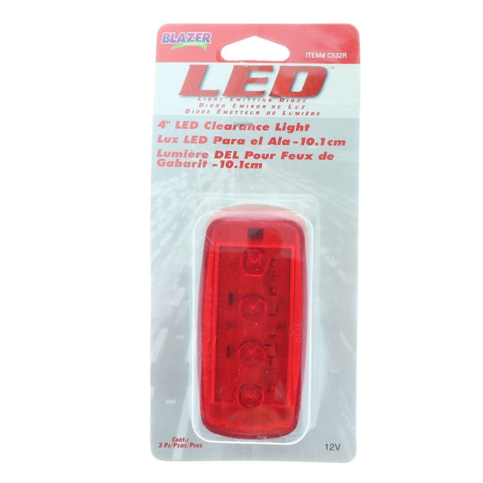 Blazer International #C532R 4' LED Clearance Light Rectangle Red