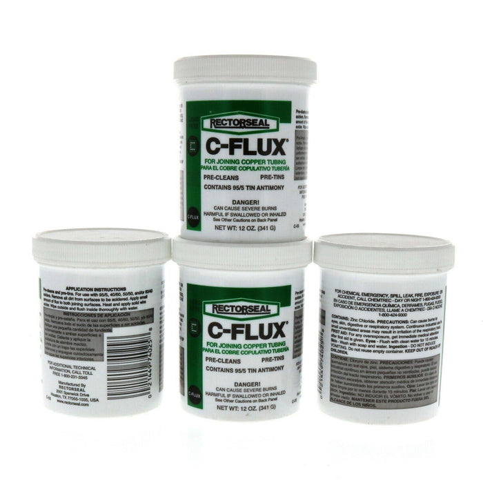 Rectorseal #74025 C-Flux Solder Flux For Joining Copper Tubing 12oz ~ 4-Pack ~ 48oz Total