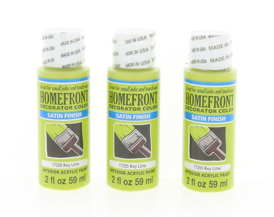 Home Front #17255 Decorator Color Hobby Craft Acrylic Paint Key Lime Green ~ 3-Pack ~ 6oz Total