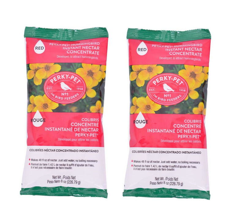 Perky Pet Hummingbird Instant Nectar Food Concentrate Red ~ 2-Pack ~ 16oz Total