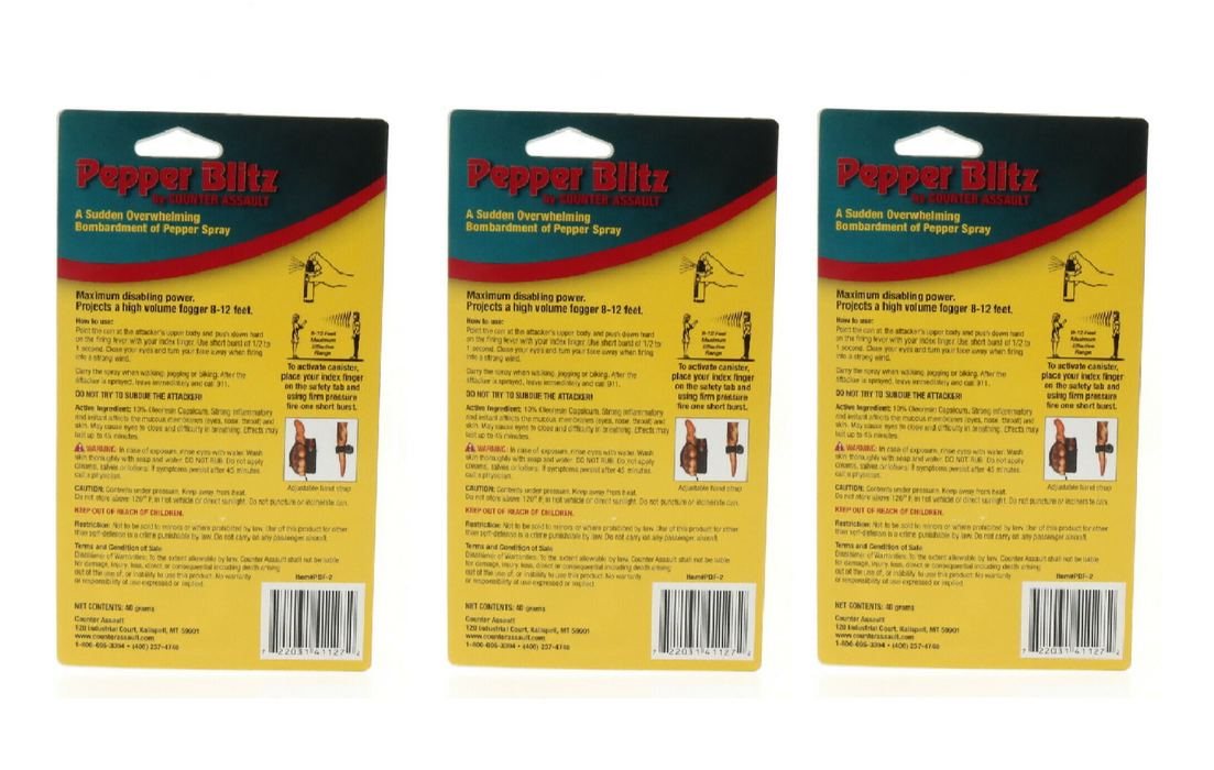 Counter Assault PDF-2 #Self Defense Pepper Spray Fogger ~ 3-Pack