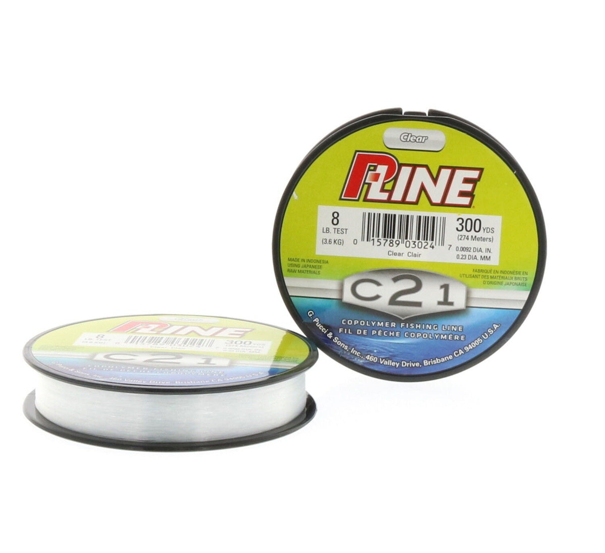 p-line c21 8lb 300yds lo-vis clear copolymer fishing line