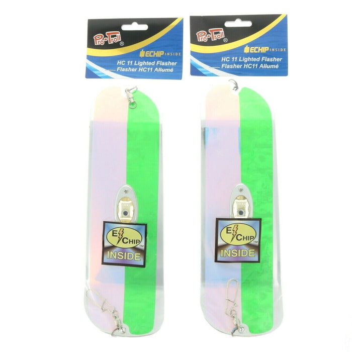 Pro-Troll #PFH11-799 HC11 Lighted Flasher 11" Green Hornet ~ 2-Pack