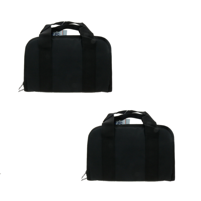 Set of 2 US Peace Keeper Lockable Soft Hand Gun Case ~ Black 13.5" x 9"