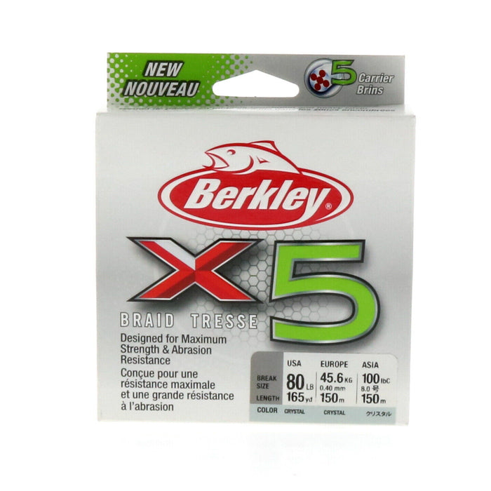 Berkley #X5BFS80-CY X5 Braided Fishing Line 165yds 80lbs Crystal