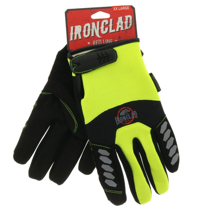 Ironclad #YRL-HSY-06  Red Line Gloves Reflective Work Gloves Hi-Vis Medium