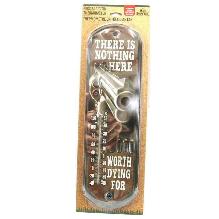 River's Edge Products #1285 Nostalgic Tin Thermometer Indoor Outdoor Weather Thermometer