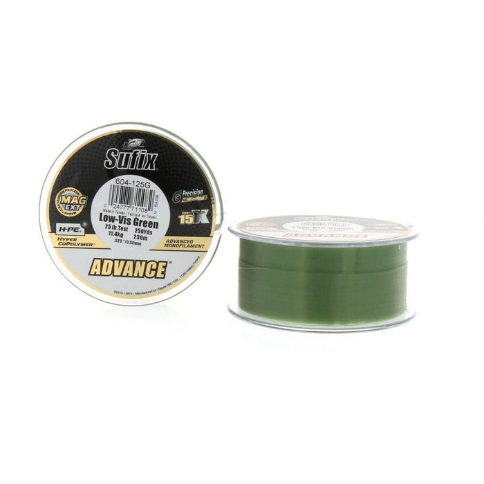 Sufix   Advance Monofilament Fishing Line 25lb 250yds Low Vis Green ~ 2-Spools