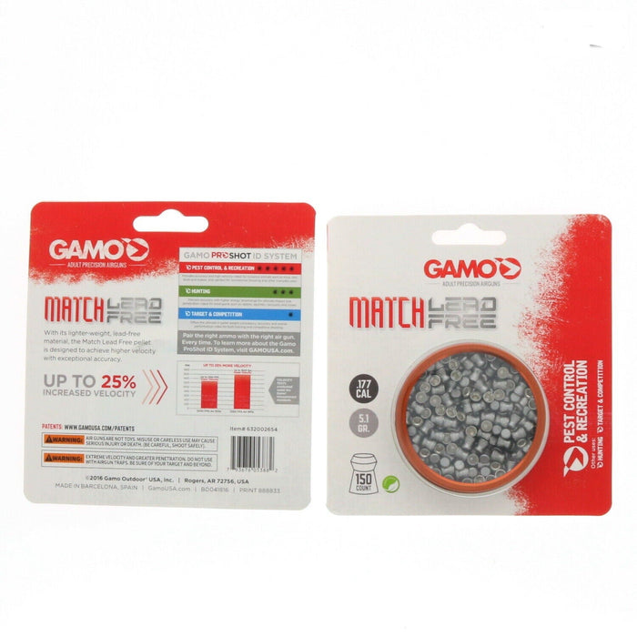 Gamo #632002654    Match Lead Free .177cal 5.1gr ~ 2-Pack