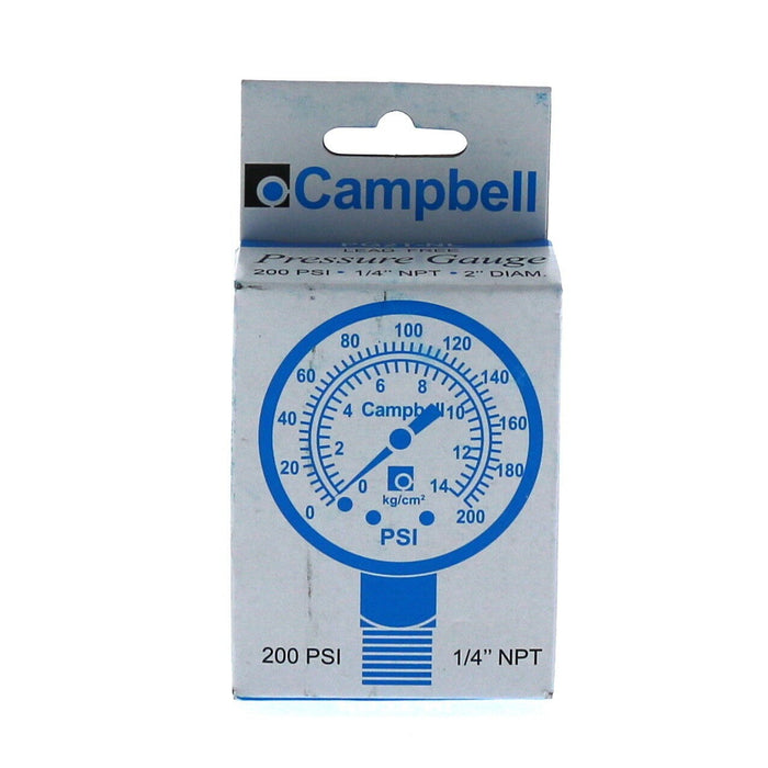 Campbell #PG2T-NL 1/4" NPT Water Pressure Gauge System 200PSI