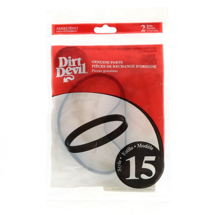 Dirt Devil #3SN0220001 Dynamite Quick Vac Vacuum Belts Style 15 ~ 3-Pack ~ 6 Belts Total
