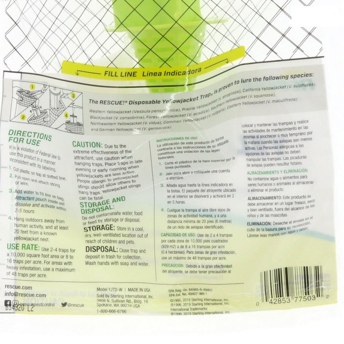 Rescue! #YJTD Disposable Outdoor Yellowjacket Trap Non-Toxic ~ 3-Pack