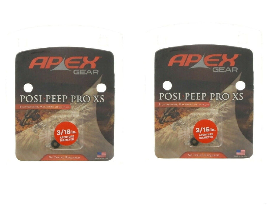 Apex Gear #AG410B Posi-Peep Pro XS Peep Sight 3/16" Black ~ 2-Pack