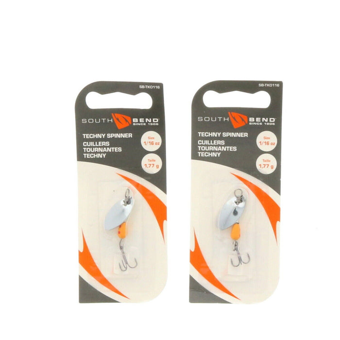 South Bend #SB-TKO116-S Techny Spinner Silver 1/16oz Lure ~ 2-Pack