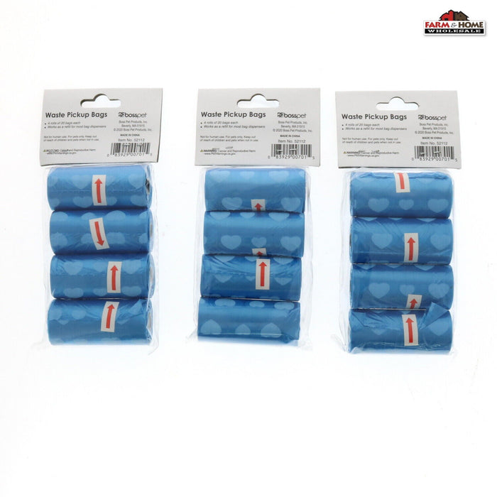 Boss Pet Products #52112 Waste Bags 80 Refill Bags Rolls Dog Waste Poop Bags Blue ~ 3-Pack ~ 240 Bags Total