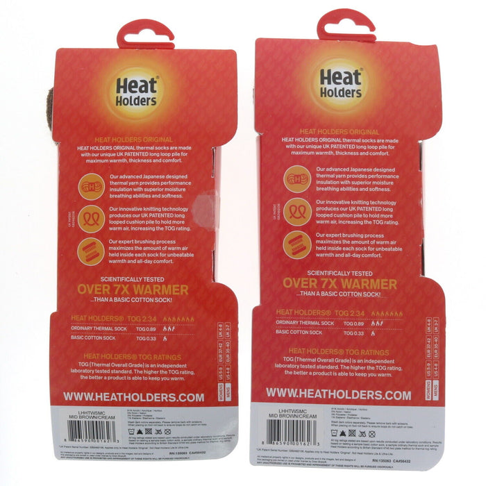 Heat Holders #LHHTWSMC The Warmest Thermal Sock 5-9 Brown ~ 2-Pack