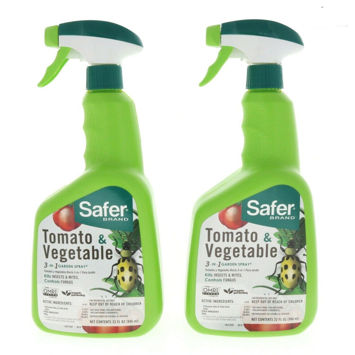 Safer Brand #5104 3-in-1 Tomato Vegetable Insect Mites Fungus Control Spray ~2-Pack