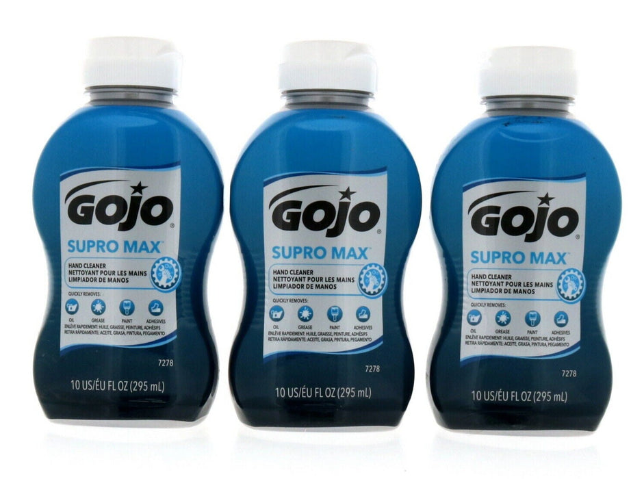 Gojo #7278 SuproMax Heavy Duty Liquid Hand Washing Soap Cleaner 10oz ~ 3-Pack