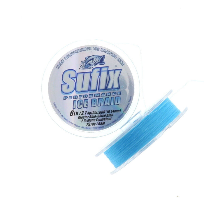 Sufix #664-006GB    Ice Fishing Braid Line 6lb 75 Yards Blue ~ 2-Spools