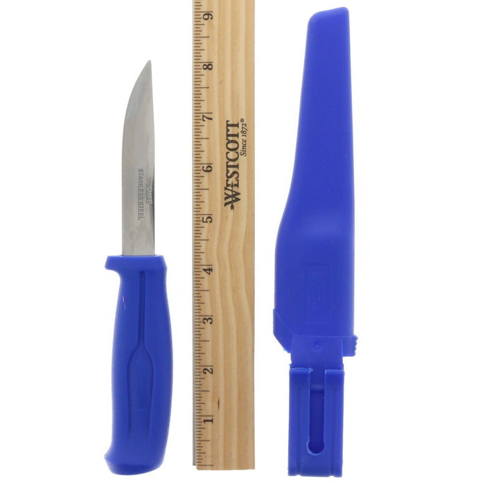 Promar #AC-124C 3.75" Plain Drop Point Fishing Bait Knife Fixed Blade Sheath Blue