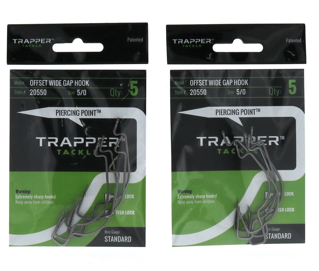 Trapper #20550 Tackle Offset Wide Gap Hooks 5/0 ~ 2-Pack ~ 10