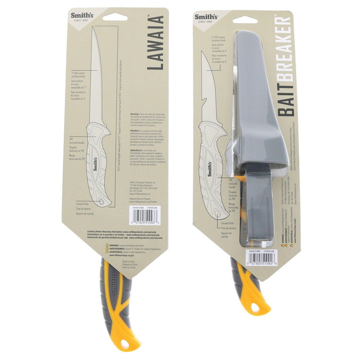 Smith's Fillet Fixed Blade Knife & Fishing Bait Knife Combo ~ 2 Pack