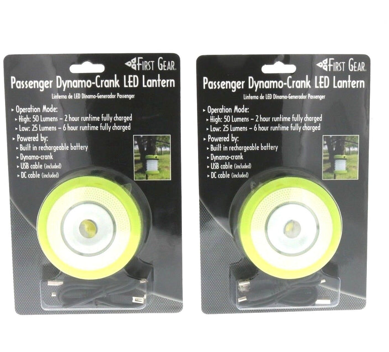 First Gear #66822 LED Hand Crank Lantern ~ USB Rechargeable ~ 2-Pack