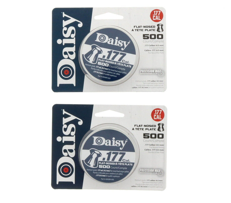 Daisy #987597 Precision Max Flat Nose .177cal Pellets 500ct ~ 2-Pack ~ 1,000 Pellets Total