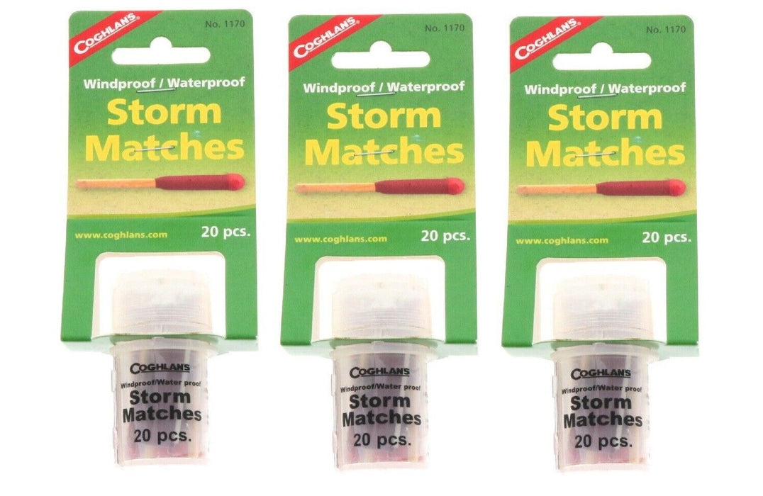 Coghlan's #1170 Windproof Waterproof Storm Matches Emergency Dual Strikers ~ 3-Pack ~ 60 Matches Total