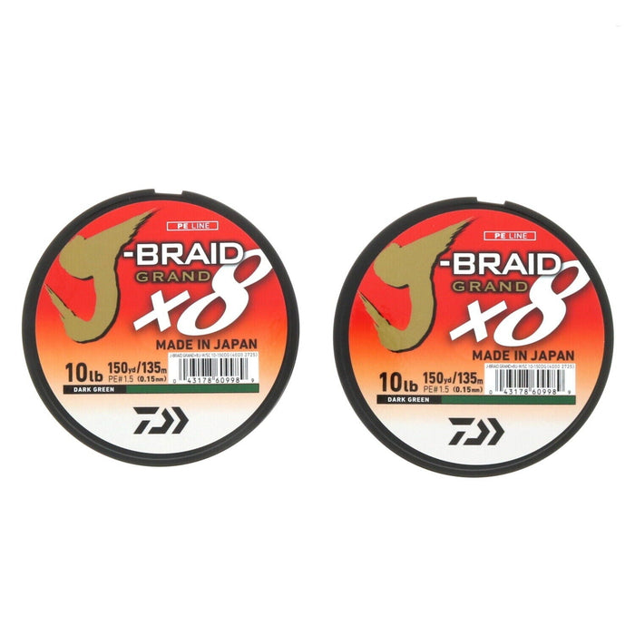 Daiwa J-Braid Grand x8 Braided Fishing Line ~ 10lb Dark Green ~ 2-Pack