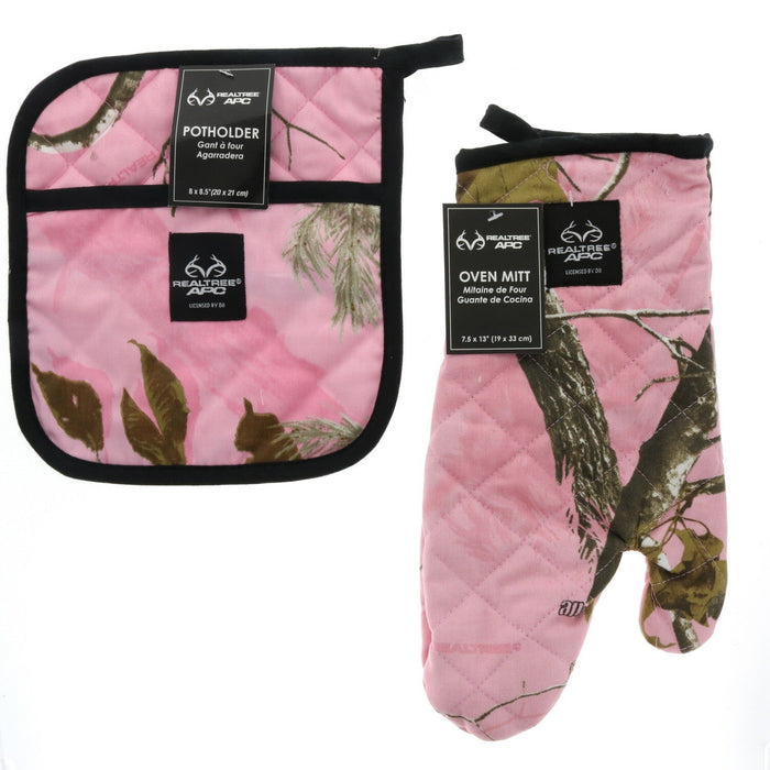 Dii RealTree APC 2pc Pink Camo Oven Mitt & Pot Holder Set