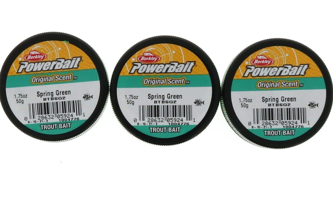 Berkley #BTBSG2 PowerBait Trout Bait Moldable 1.75 oz. Spring Green ~ 3-Pack