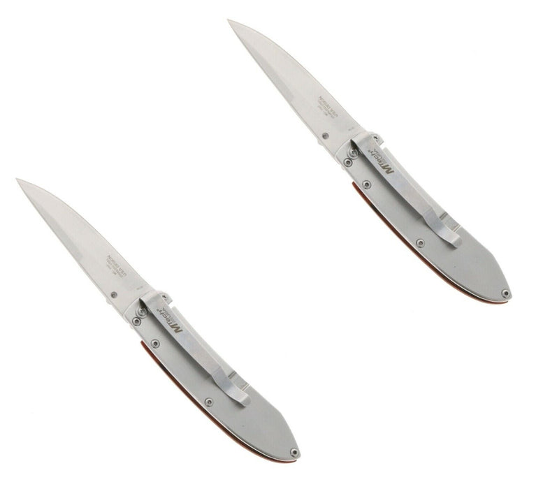 Mtech #MT-1151PDR Folding Drop Point Pocket Knife 3.25" Blade Wood Handle ~ 2-Pack