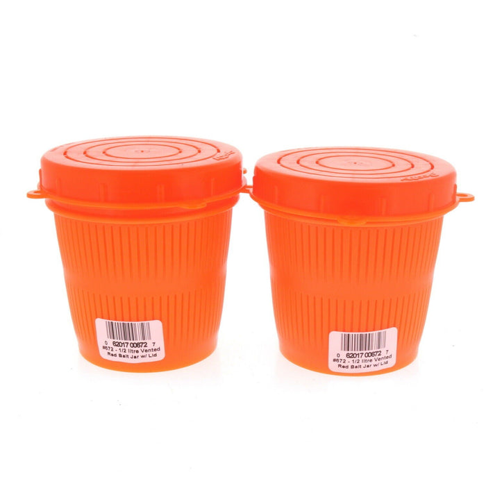 Scotty #672 Red Bait Jar With Lid ~ 2-Pack