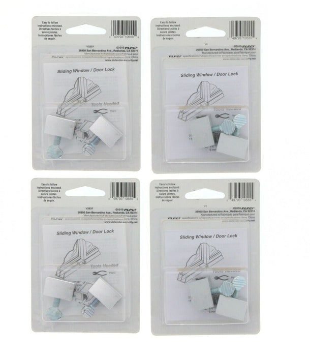 Defender Security #U-10551 Sliding Window Lock ~ 4 Pack ~ 8 Window Locks Total