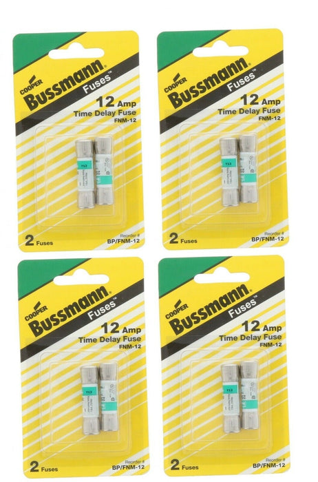 Bussmann #497591 Fuses 12 Amp Time Delay Fuse ~ 4-Pack ~ 8 Fuses Total