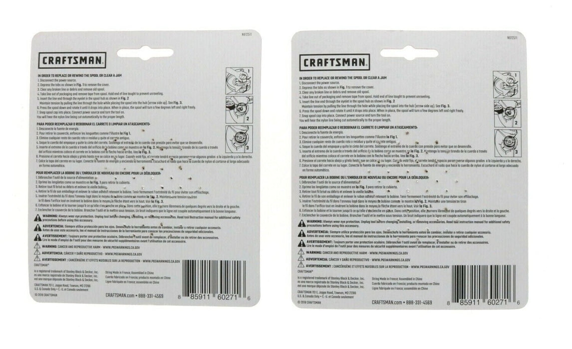 Craftsman #CMZST065BC Trimmer String Line Replacement Spool .065" ~ 2-Pack