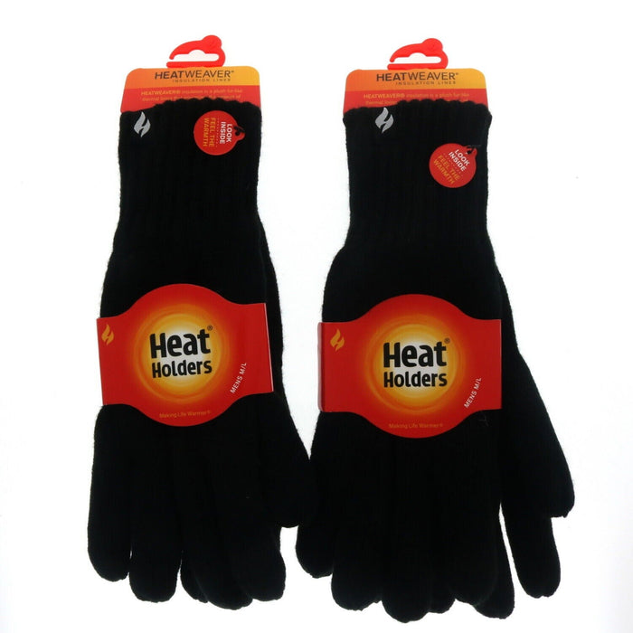 Heat Holder's #MHHG91BLK2 Men's Gloves Black Size Medium/Large ~ 2 Pack