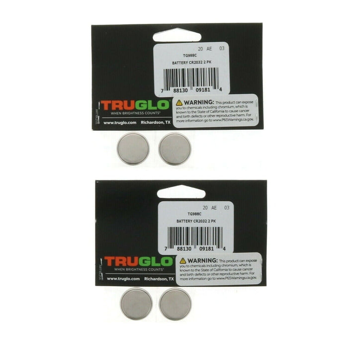 TruGlo #TG988C CR2032 Battery Replacement Optics ~ 2-Pack ~ 4 Batteries Total