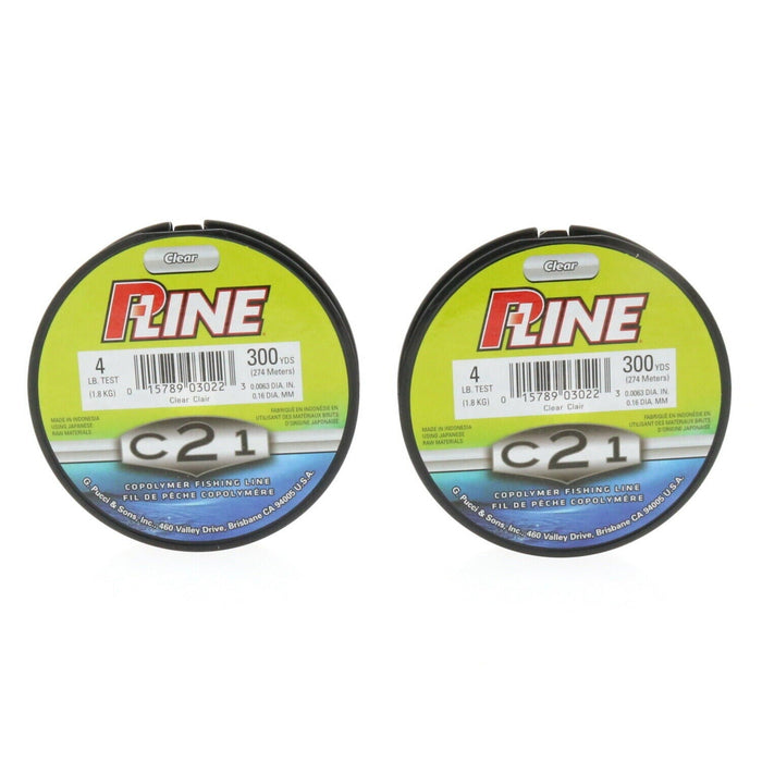 P-Line #C21 Copolymer Freshwater Fishing Line 4lb Test 300 Yards Clear ~ 2-Pack