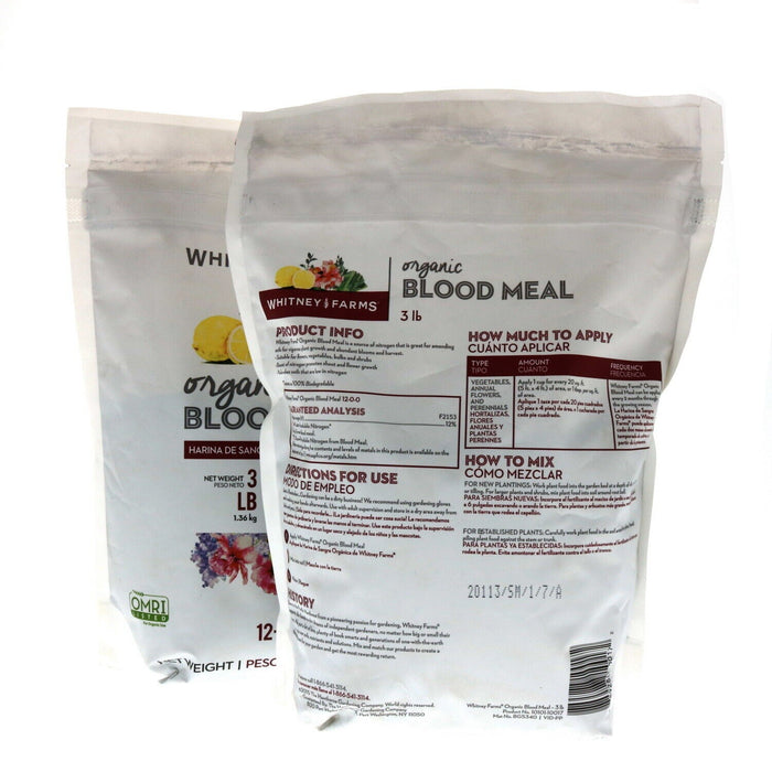 Whitney Farms #10101-10017 Natural Blood Meal Nitrogen Supplement ~ 2 Pack ~ 6lbs Total