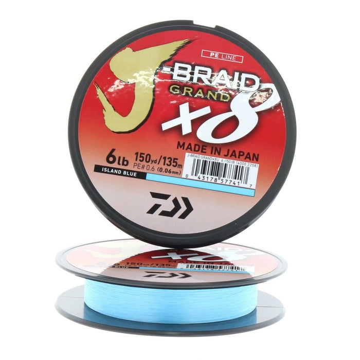 Daiwa #6-150lB J-Braid Grand x8 6LB Island Blue Braided Fishing Line ~ 2-Pack